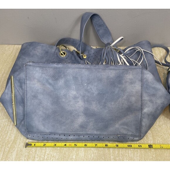 Steve Madden Faux Leather BOHO Style Gray Tote Bag & Purse 14" H x 11" W x 7" D - Picture 9 of 13